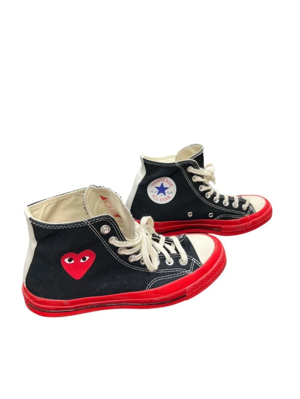 Converse Comme Garcons play Chuck high black red sneakers sz 7mns9wms SKU 10-603